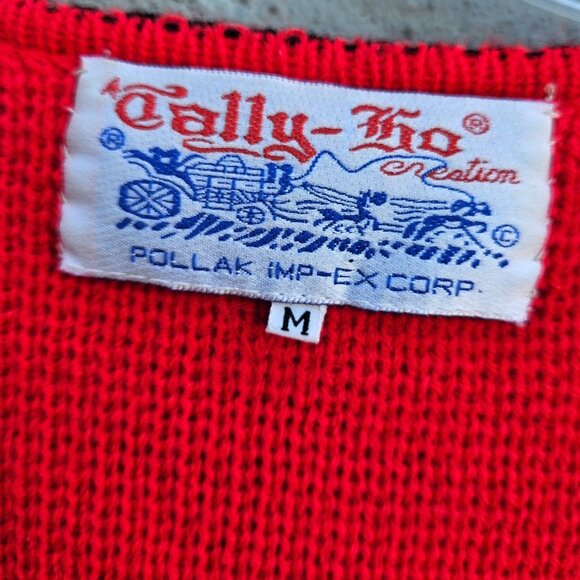 80s Scottie Dog Cardigan Red Embroidered Knit Vintage Novelty Sweater - Picture 3 of 14